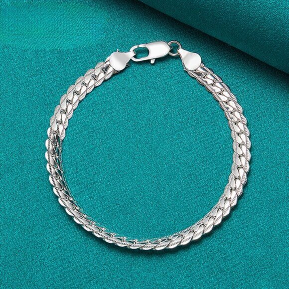 925 Sterling Silver 6mm Link Chain Bracelet for Men & Women - Picture 3 of 6